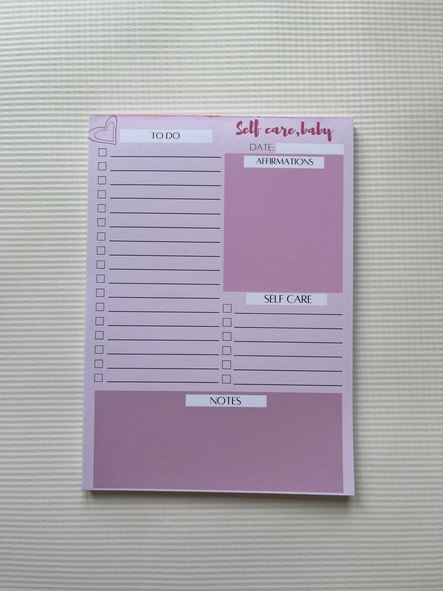 Self Care Notepad