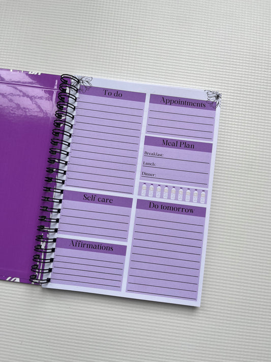 Purple floral daily planner