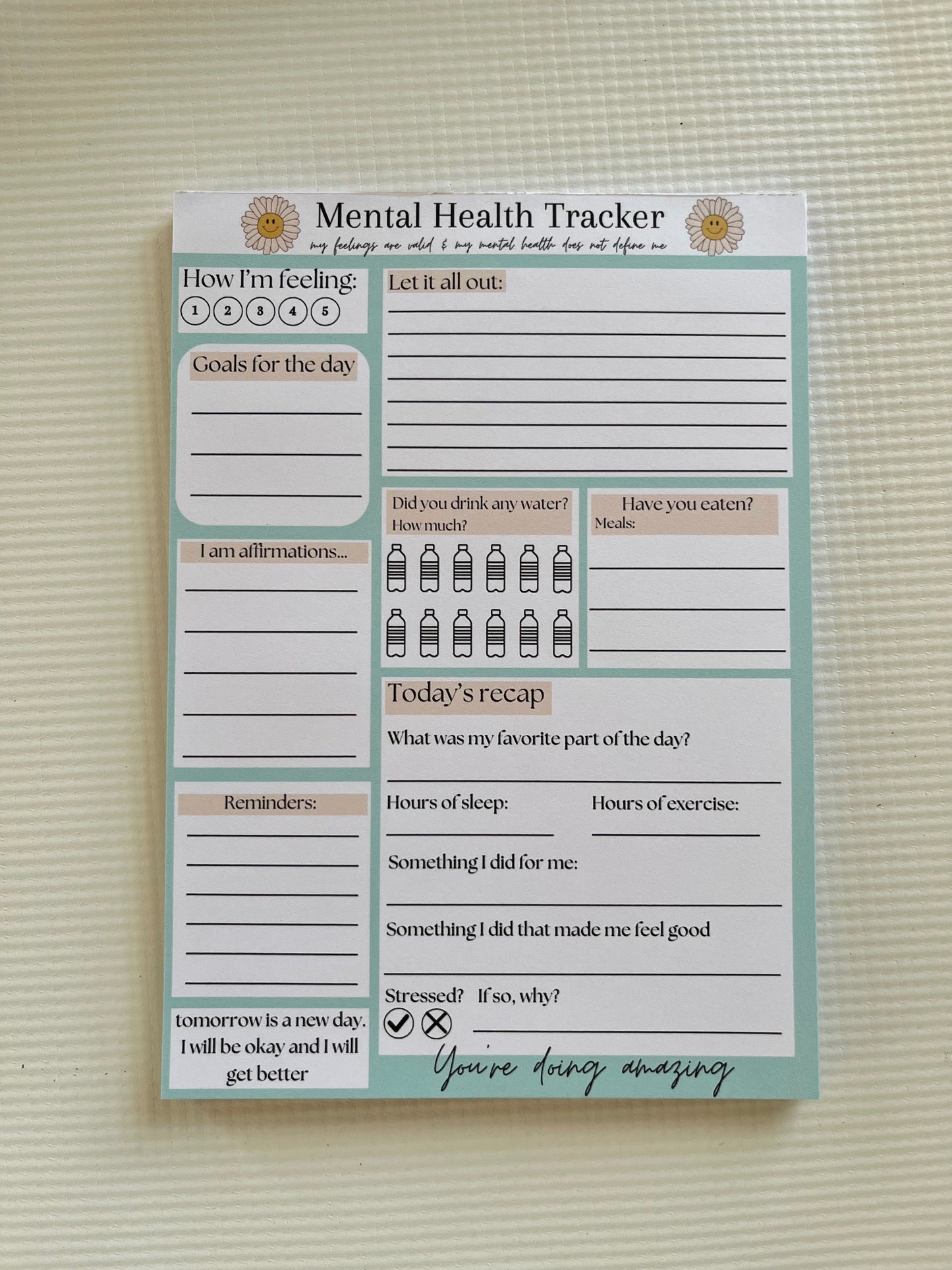 Mental Health Tracker Notepad