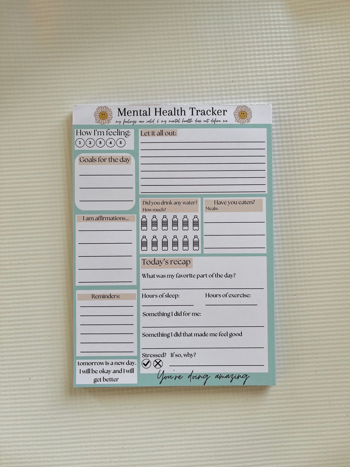 Mental Health Tracker Notepad