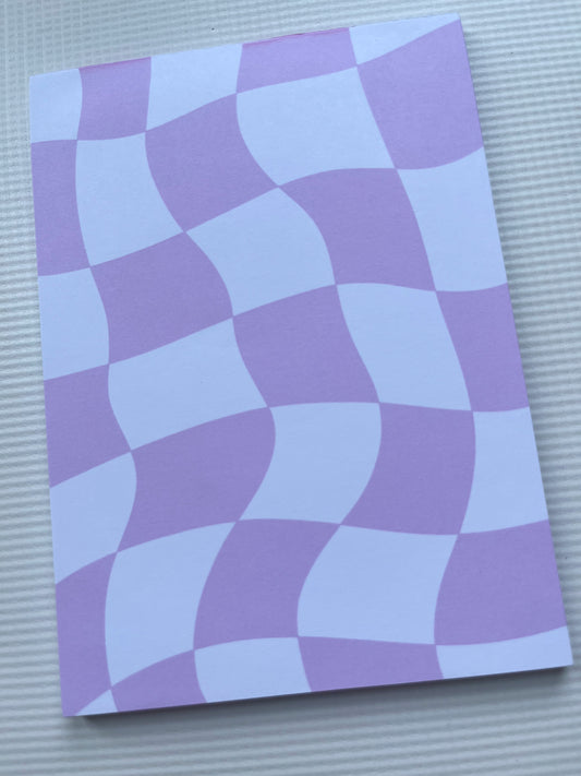 Pink groovy checkered notepad