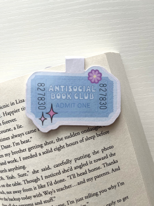 Antisocial book club magnetic bookmark