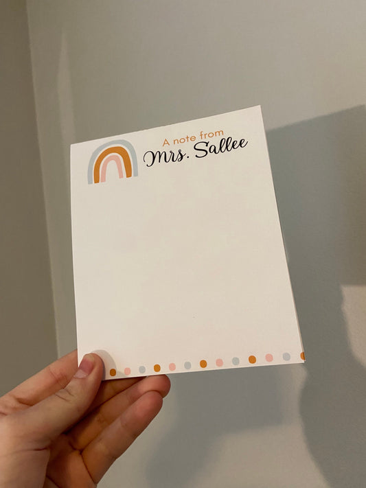 Custom teacher notepad- Add your name to notes at checkout
