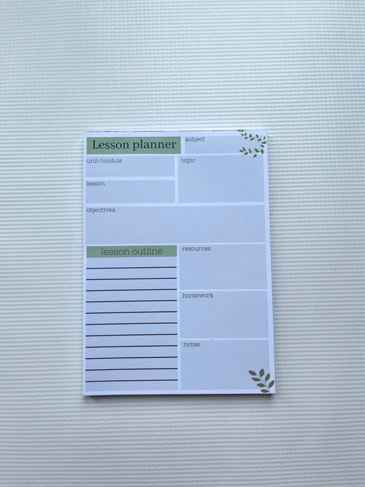 Lesson planner notepad